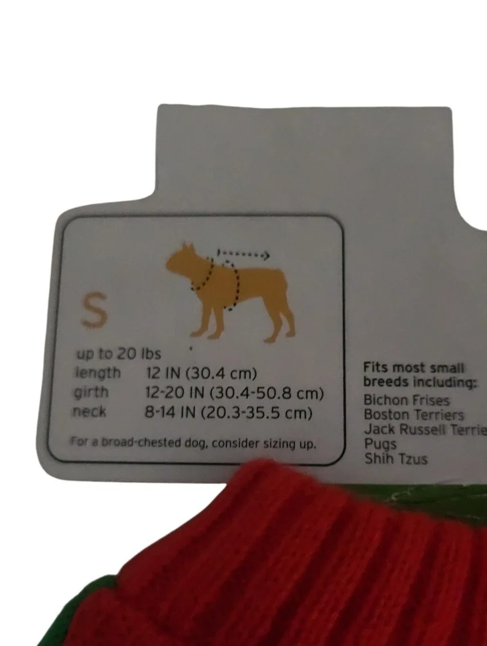 Holiday Gingerbread Pet Sweater - Green & Red Sz Small Nwt